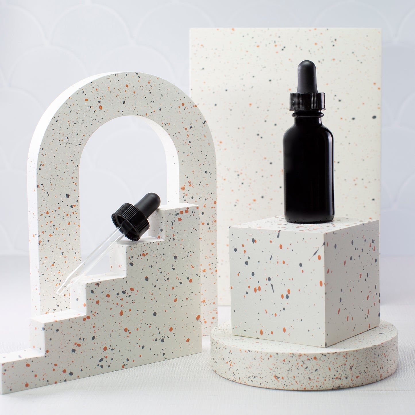 1 oz Black Glass Bottle with 30 ml Glass Tube Dropper