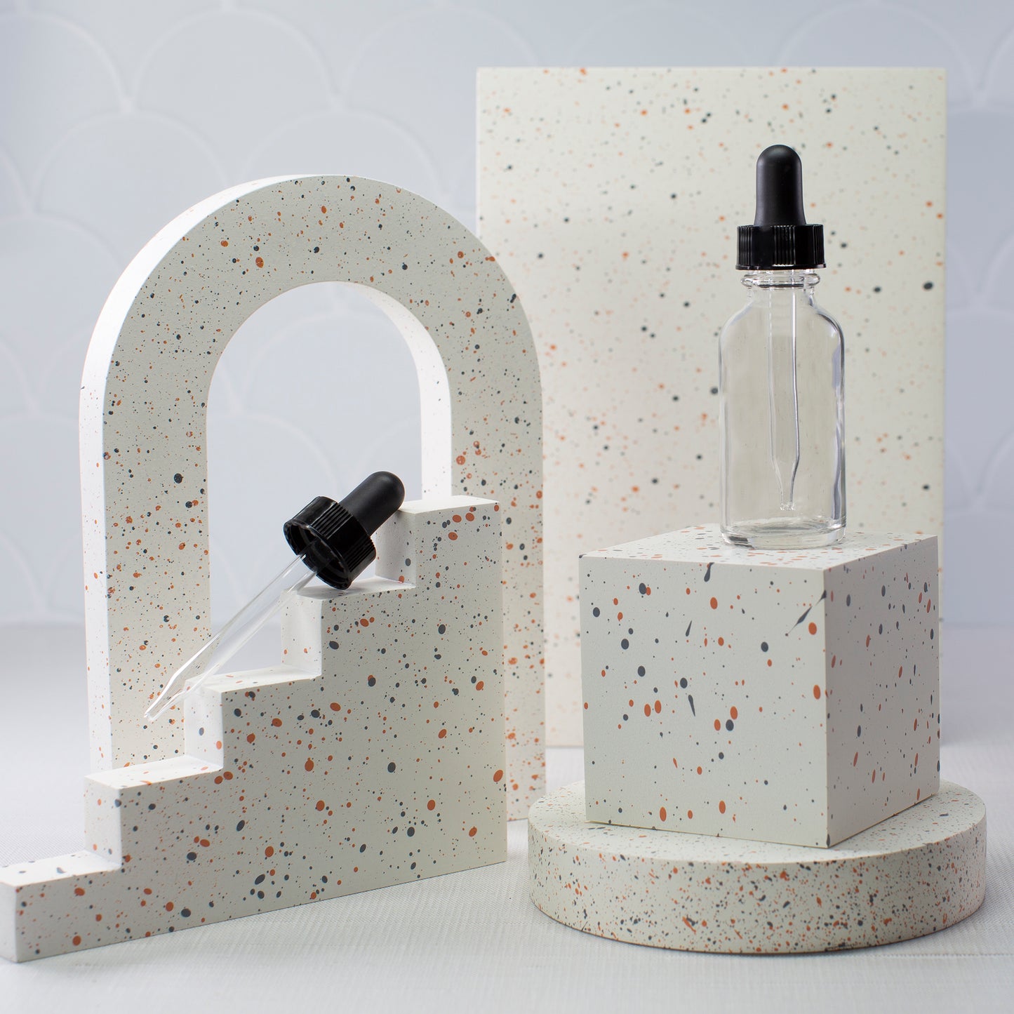 1 oz Clear Glass Bottle with 30 ml Black Glass Tube Dropper