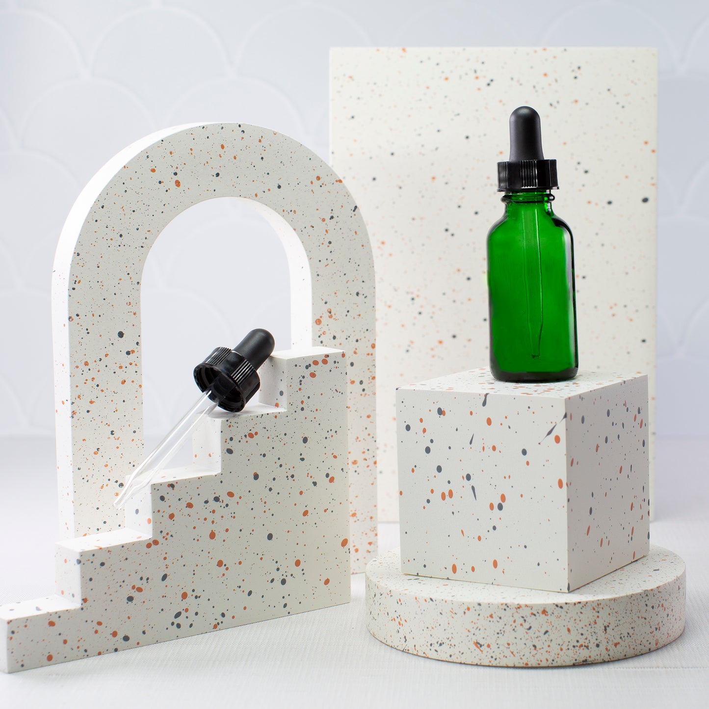 1 oz Green Glass Bottle with 30 ml Glass Tube Dropper