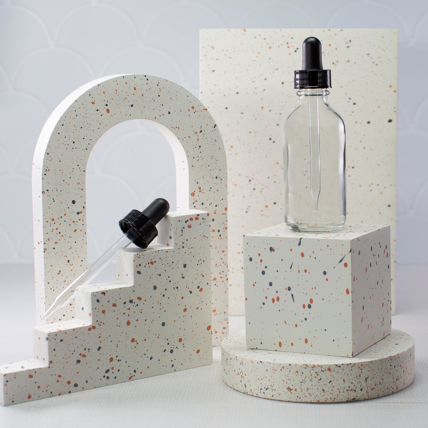 2 oz Clear Glass Bottle with 60 ml Black Glass Tube Dropper