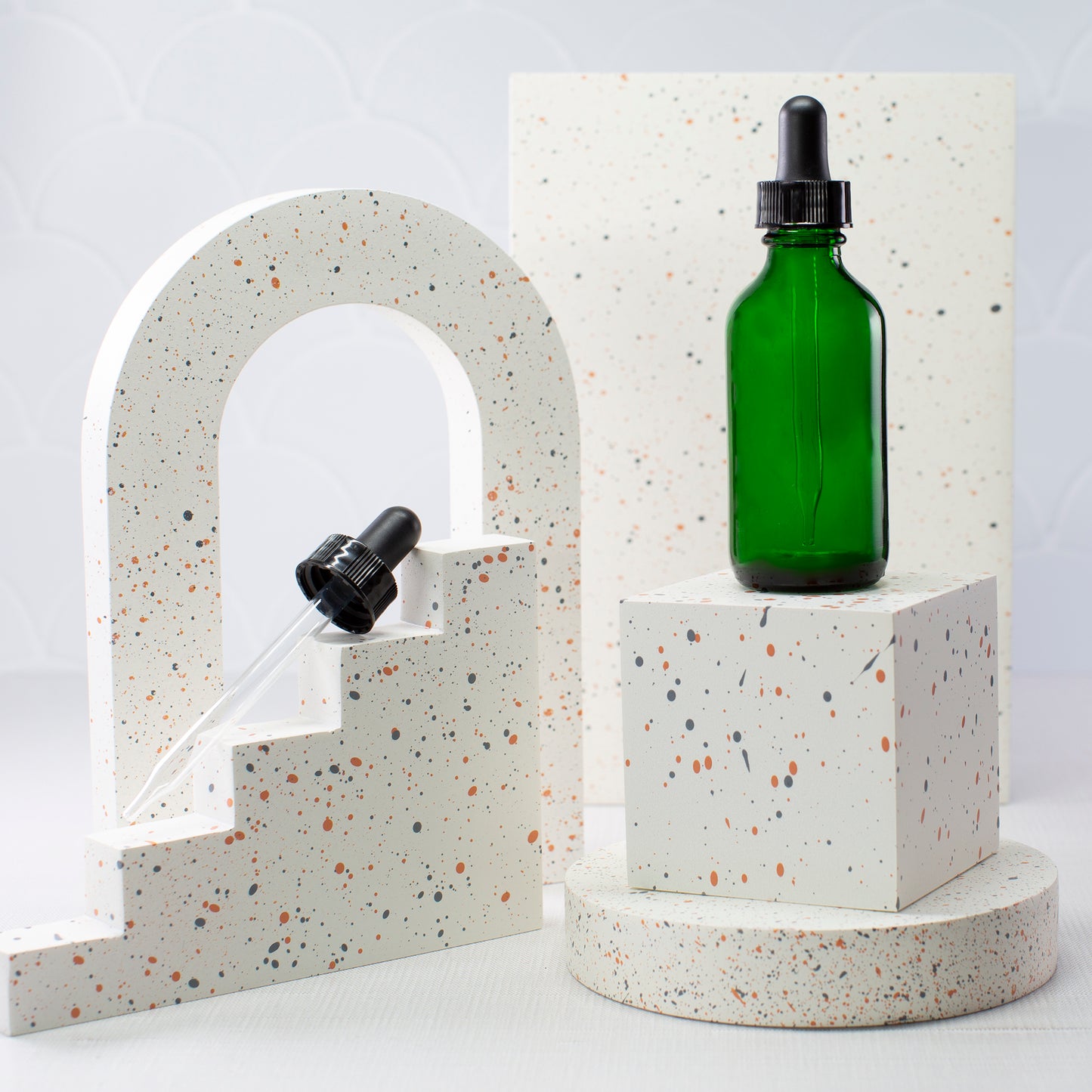 2 oz Green Glass Bottle with 60 ml Glass Tube Dropper