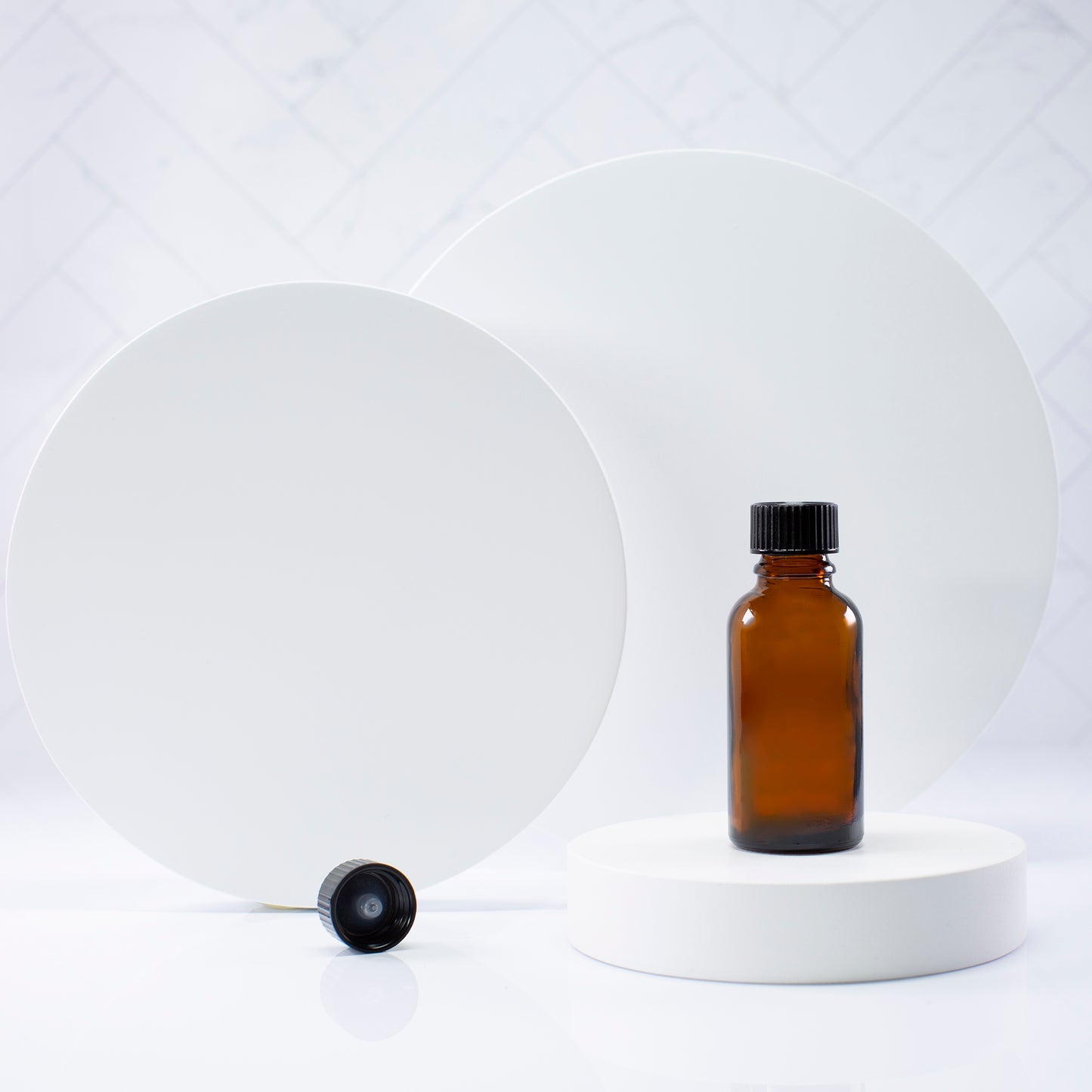 30 ml Amber Essential Oil Bottle with 18-400 Black Phenolic Cap