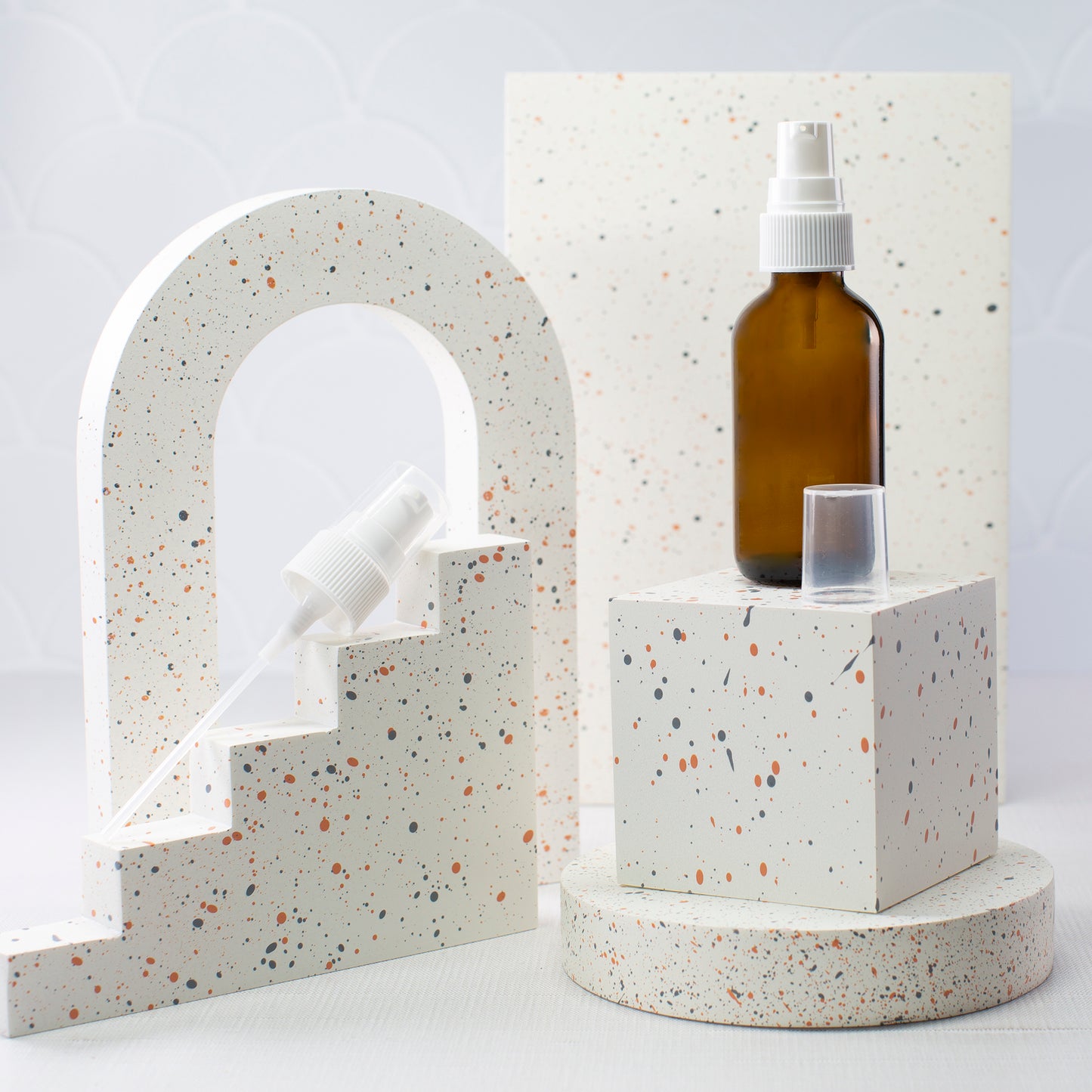 50 ml Amber Glass Bottle with 20-400 White Treatment Pump