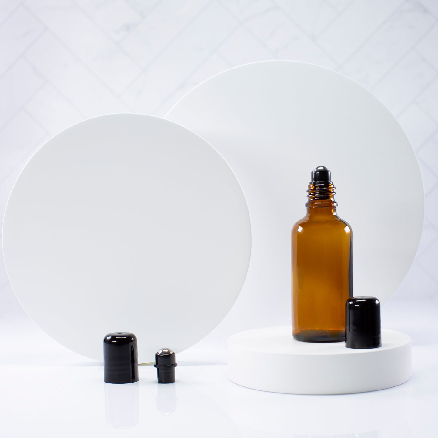 50 ml Amber Essential Oil Bottle with 18mm Roll On Insert