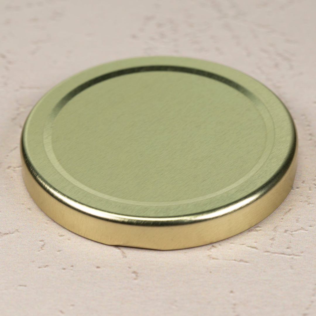 70mm Gold Metal Lug Cap with Plastisol Liner