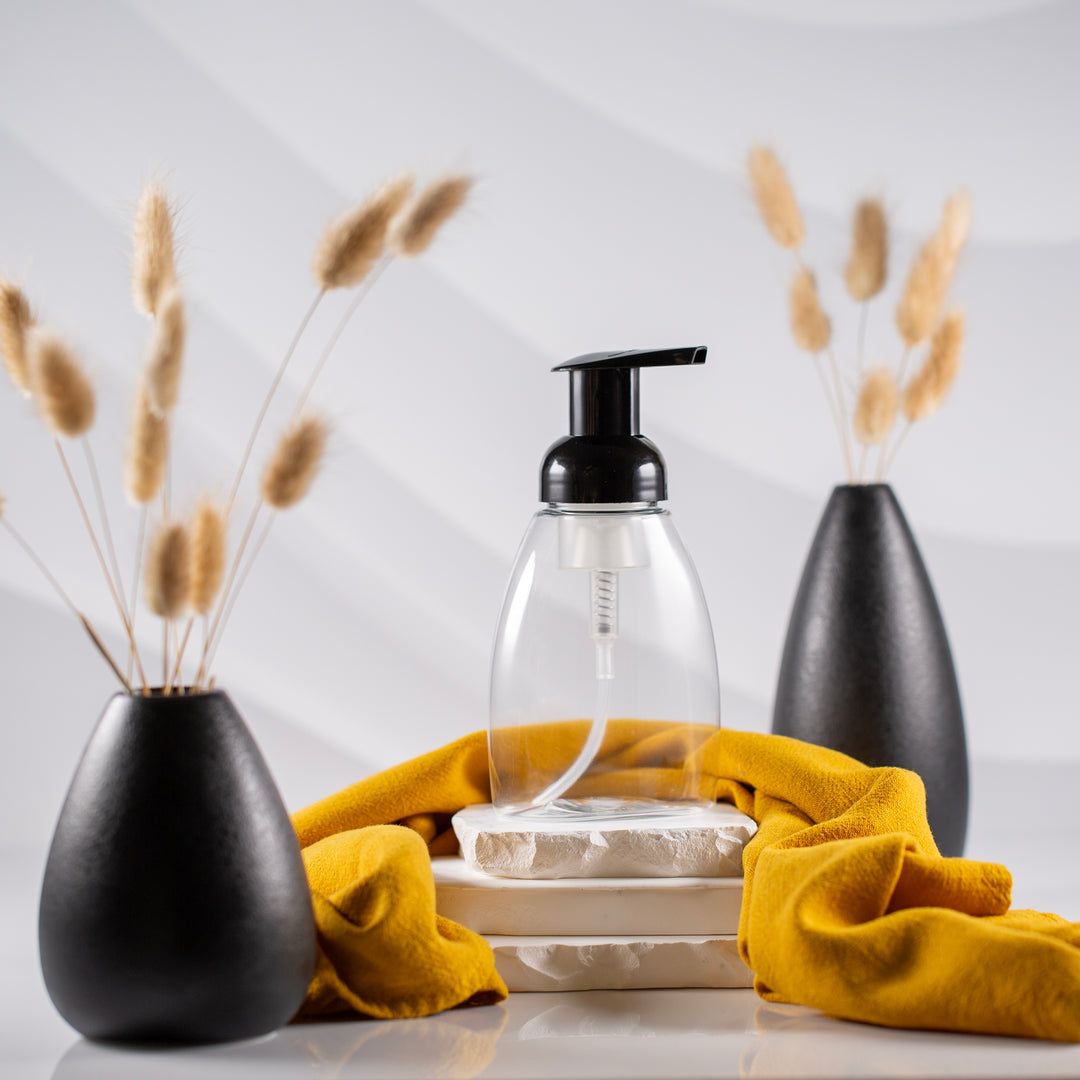 8.4 oz Clear Oval Foamer Bottle with 40mm Black Pump