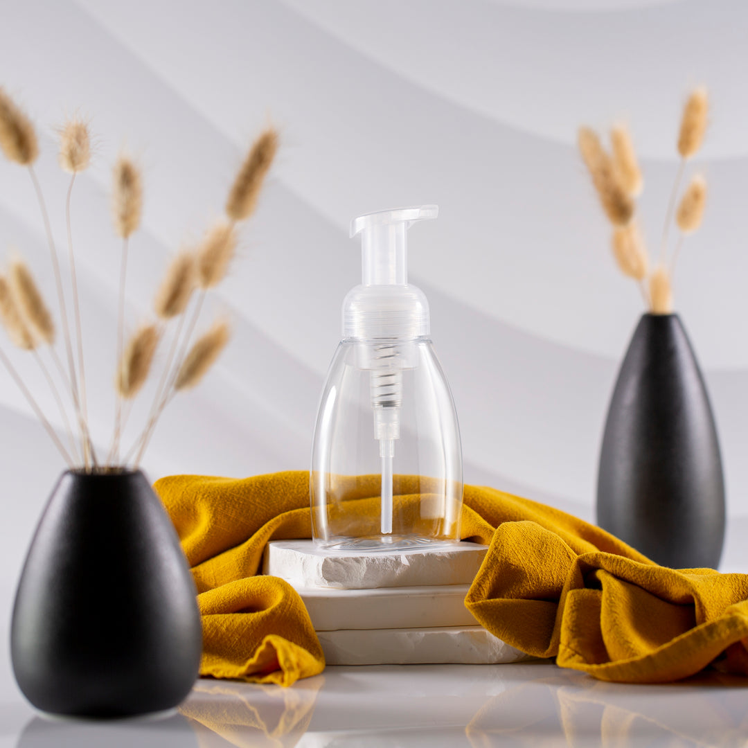 8.4 oz Clear Oval Foamer Bottle with 40mm Natural Pump