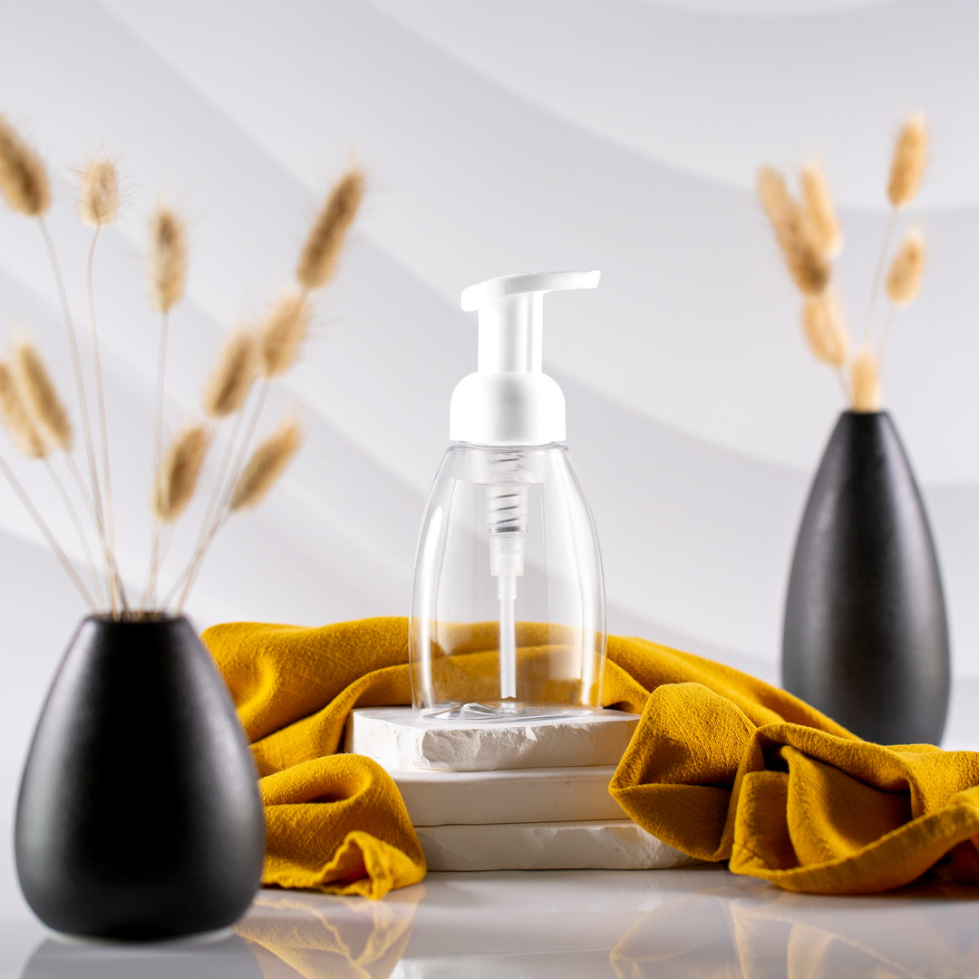 8.4 oz Clear Oval Foamer Bottle with 40mm White Pump