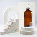 8 oz Amber Glass Bottle with 28-400 White Regular Mist Sprayer