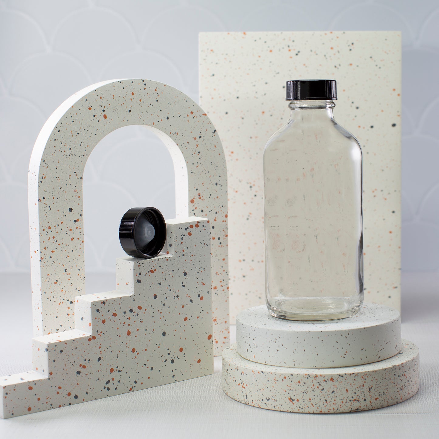 8 oz Clear Glass Bottle with 28-400 Black Phenolic Cap