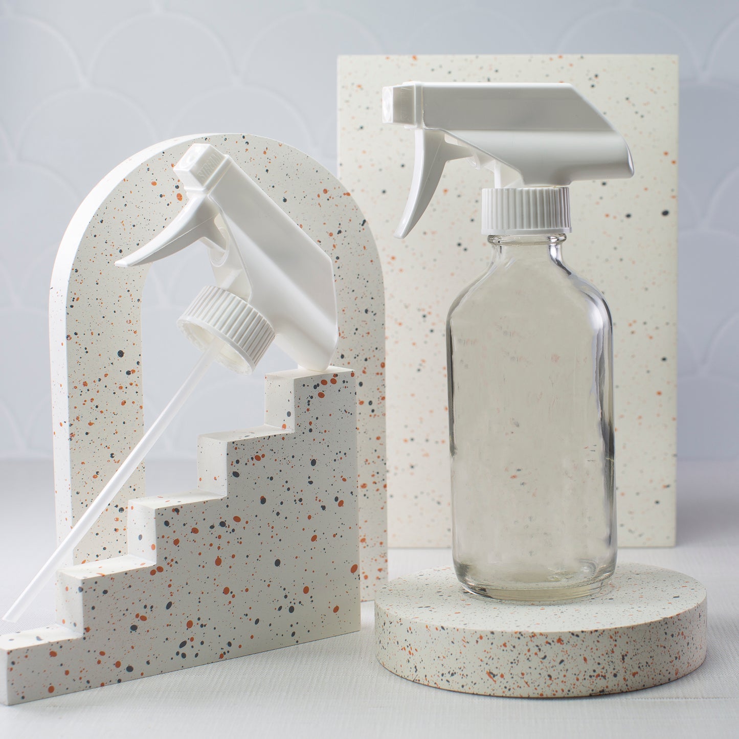 8 oz Clear Glass Bottle with 28-400 White Trigger Sprayer
