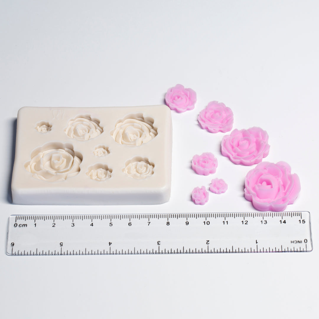 Roses Embed Silicone Mold - 7 Cavity