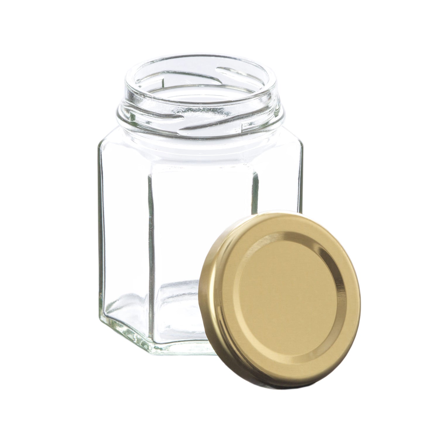 110 ml Hexagon Glass Jar with Gold Lid