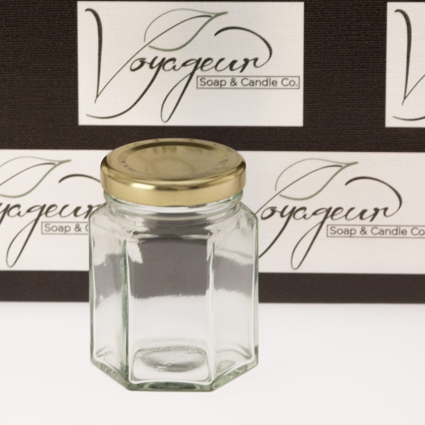 110 ml Hexagon Glass Jar with Gold Lid