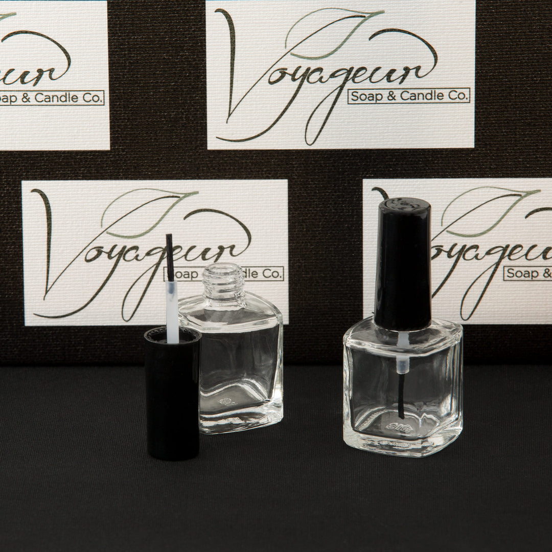 15 ml Beveled Square Nail Polish Bottle with Brush and Black Cap