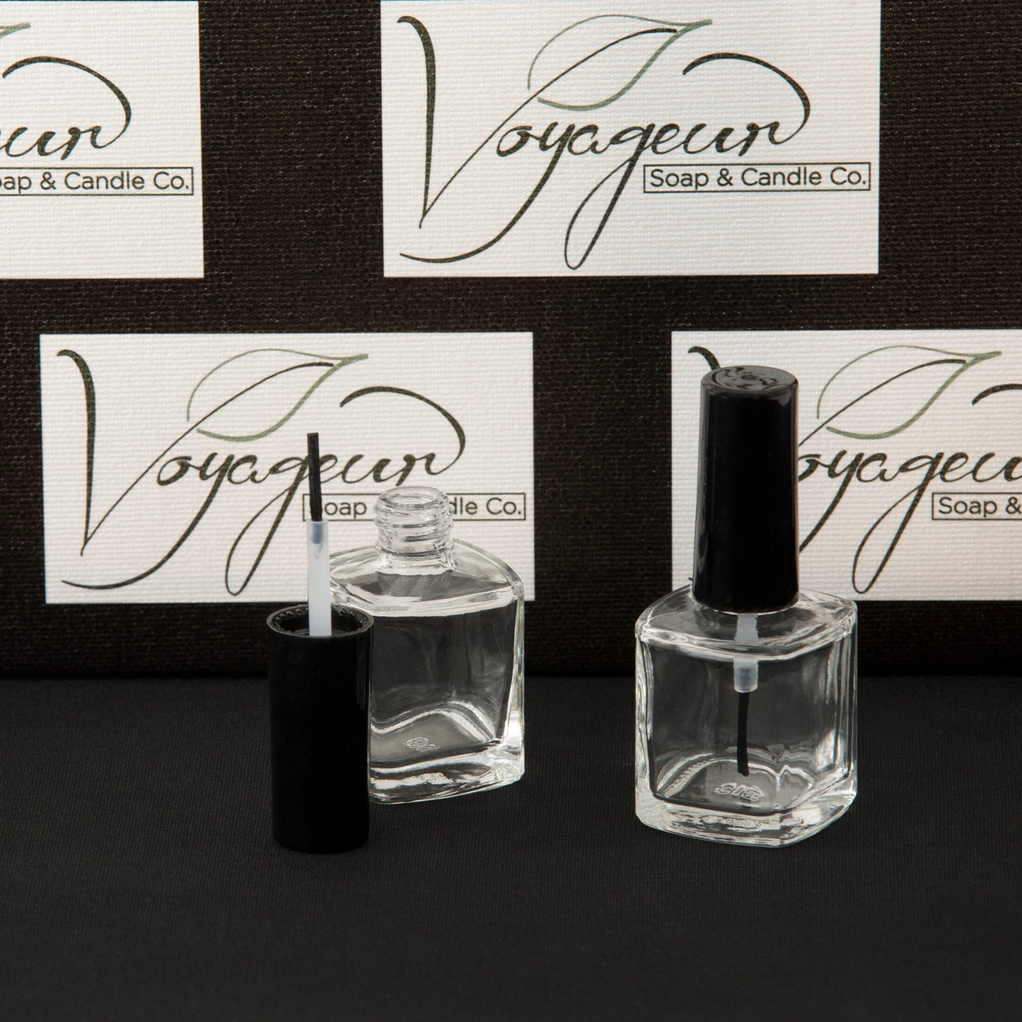 15 ml Beveled Square Nail Polish Bottle with Brush and Black Cap