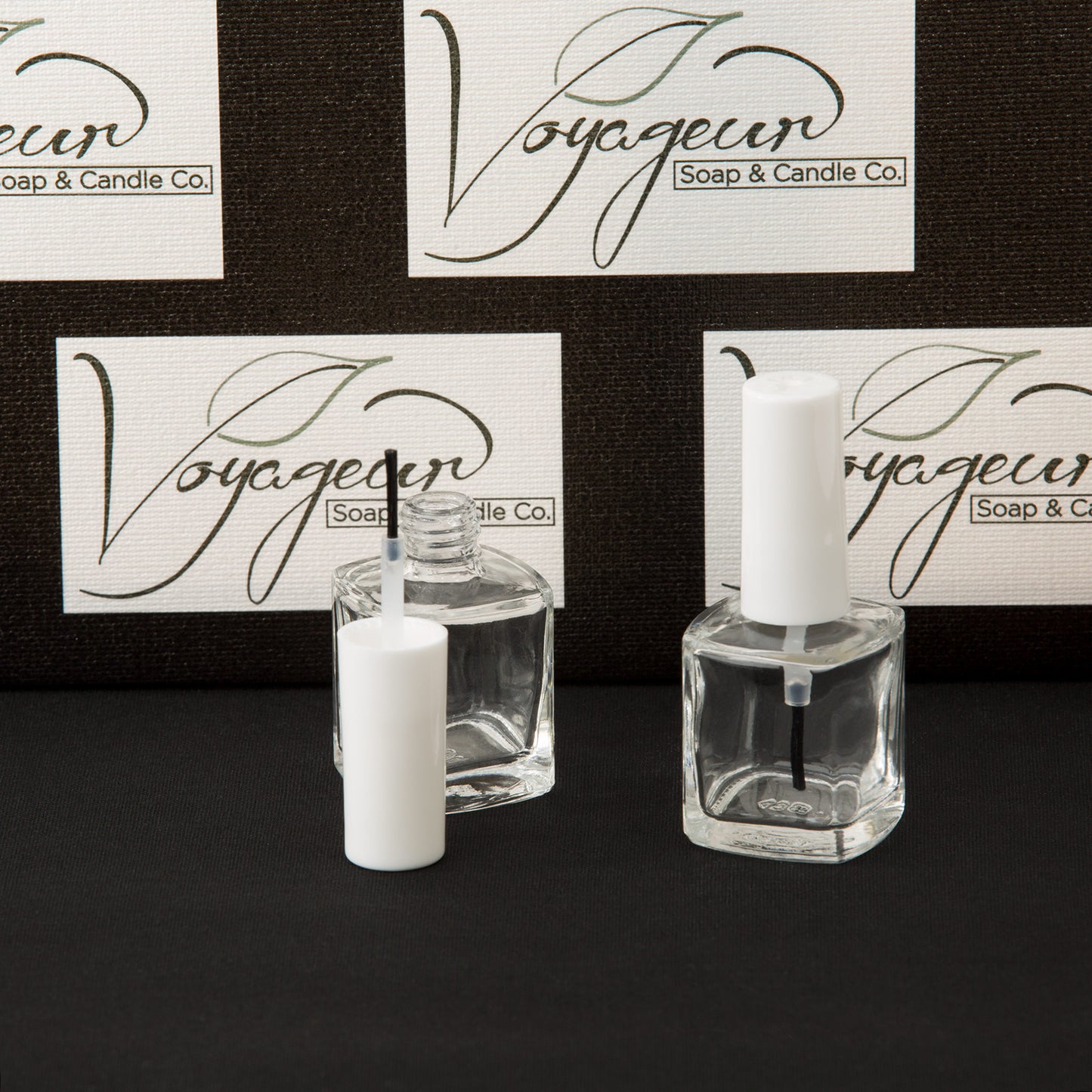 15 ml Beveled Square Nail Polish Bottle with Brush and White Cap