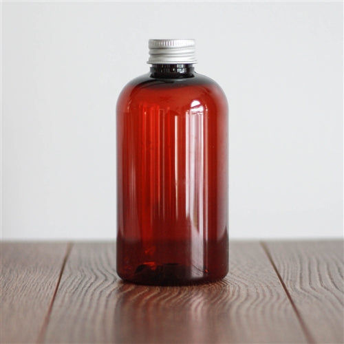 8 oz Amber PET Boston Round with Aluminum Cap