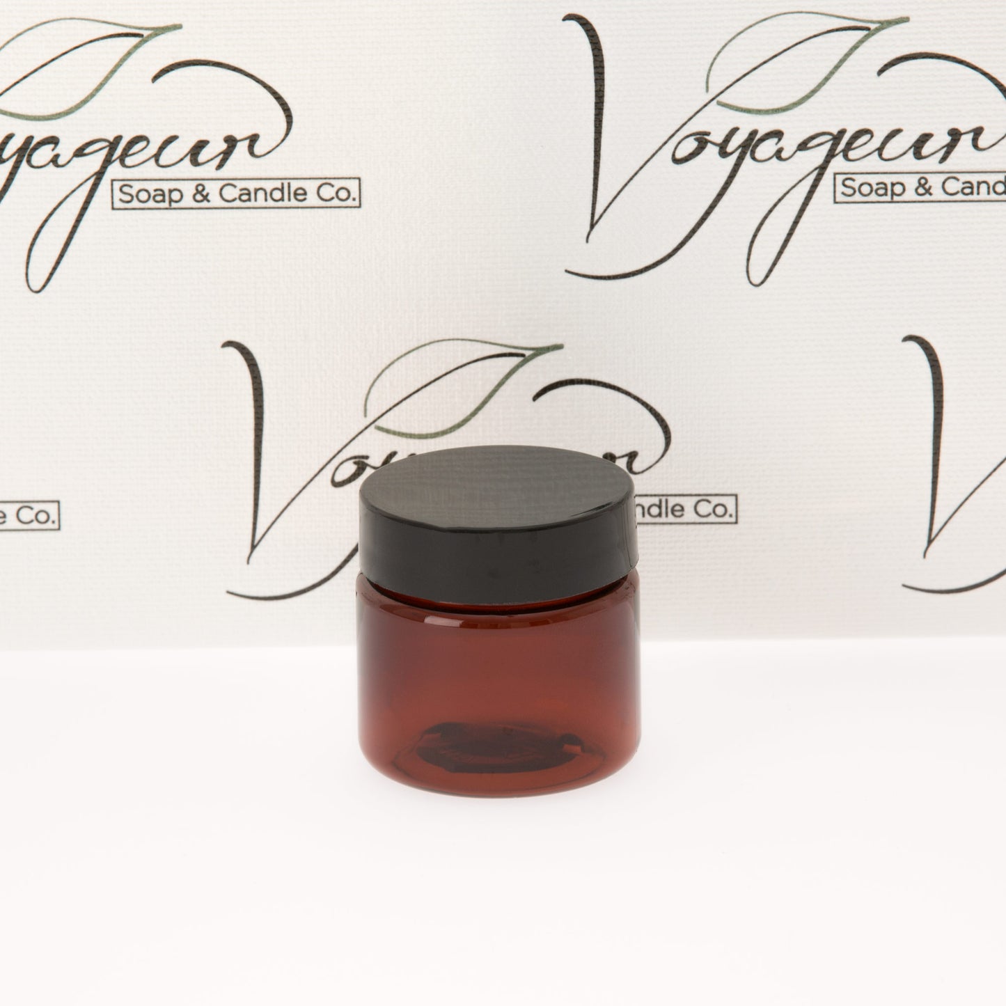 1 oz  Amber Straight Sided Jar with Black Flat Gloss Smooth Cap