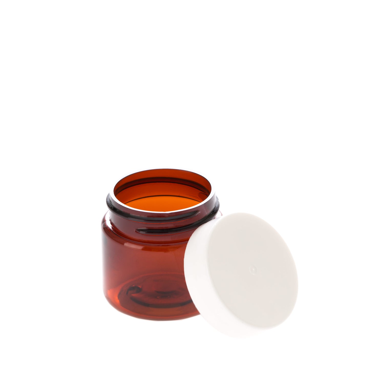 1 oz Amber Straight Sided Jar with White Flat Gloss Smooth Cap