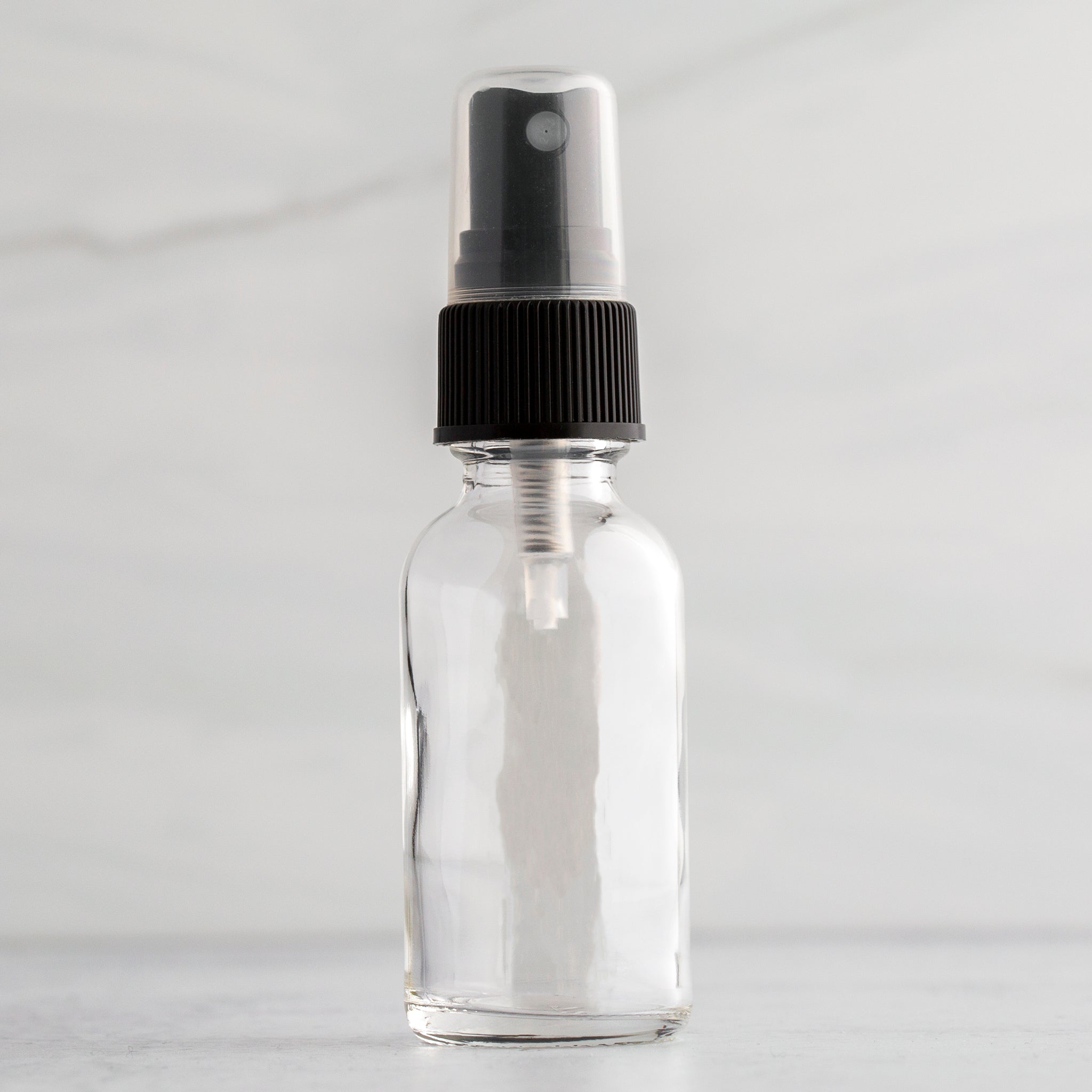 1 oz Clear Glass Bottle with Black Mister