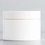 1 oz White Square Base Plastic Jar with White Gloss Flat Cap