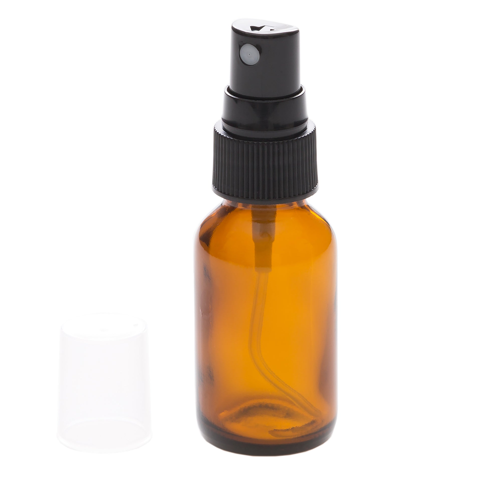 25 ml Amber Glass Bottle with 20-400 Black Fine Mist Sprayer