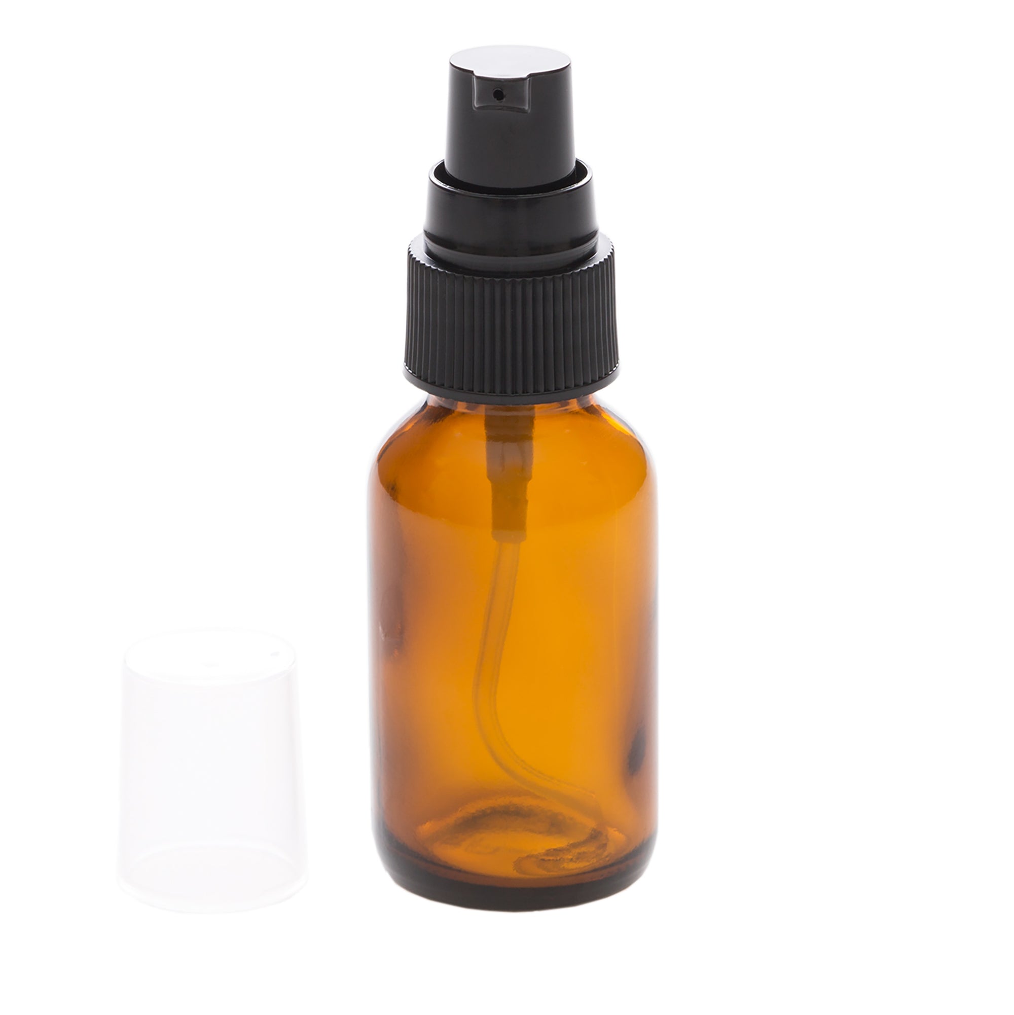 25 ml Amber Glass Bottle with 20-400 Black Treatment Pump