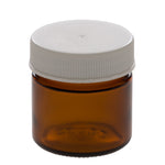 25 ml Amber Glass Jar with 38-400 White Ribbed Cap