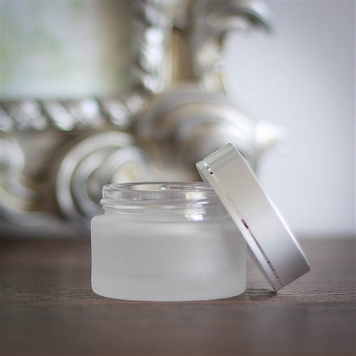 30 ml Frosted Glass Jar with Brushed Silver Cap