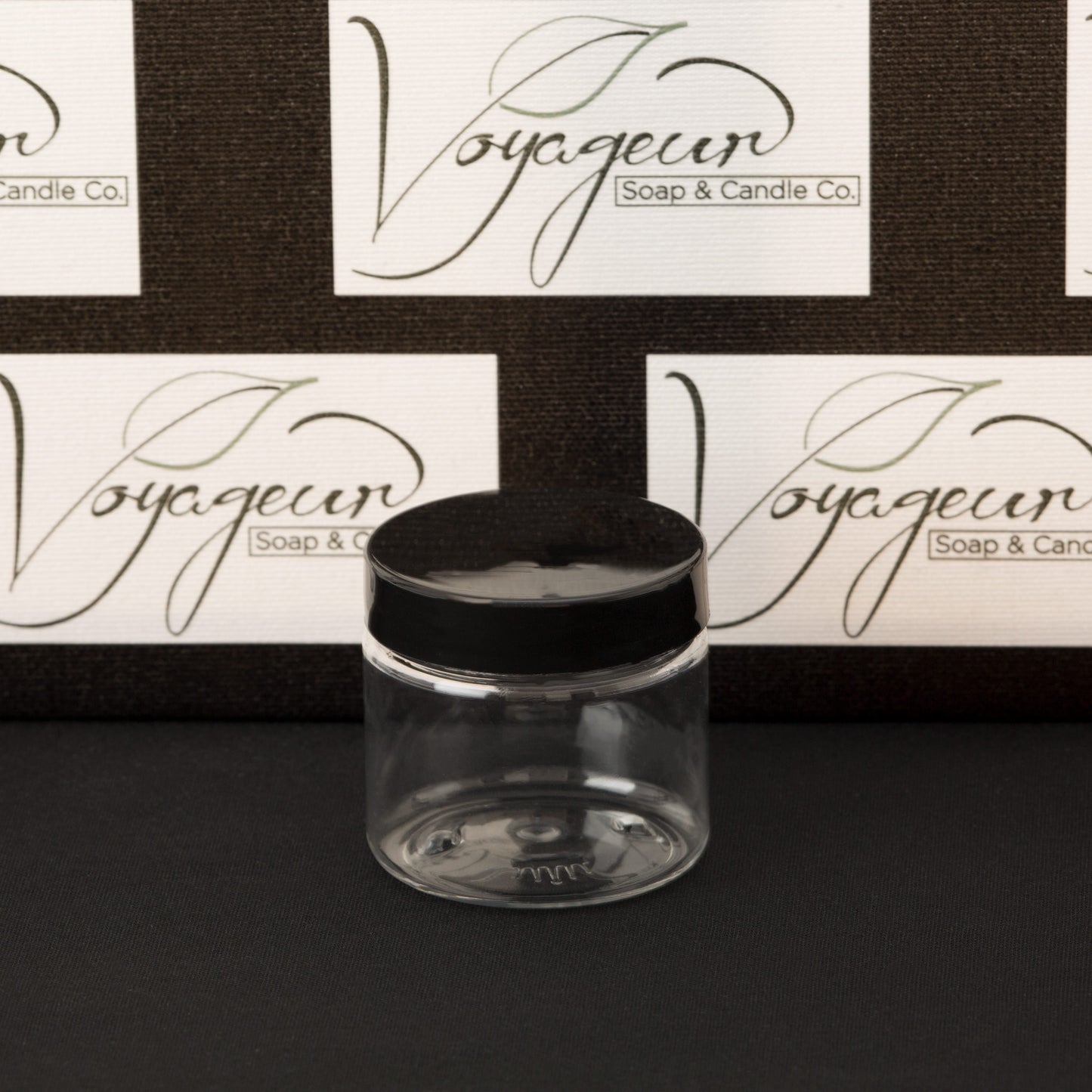 2 oz Clear Straight Sided Jar with Black Gloss Cap