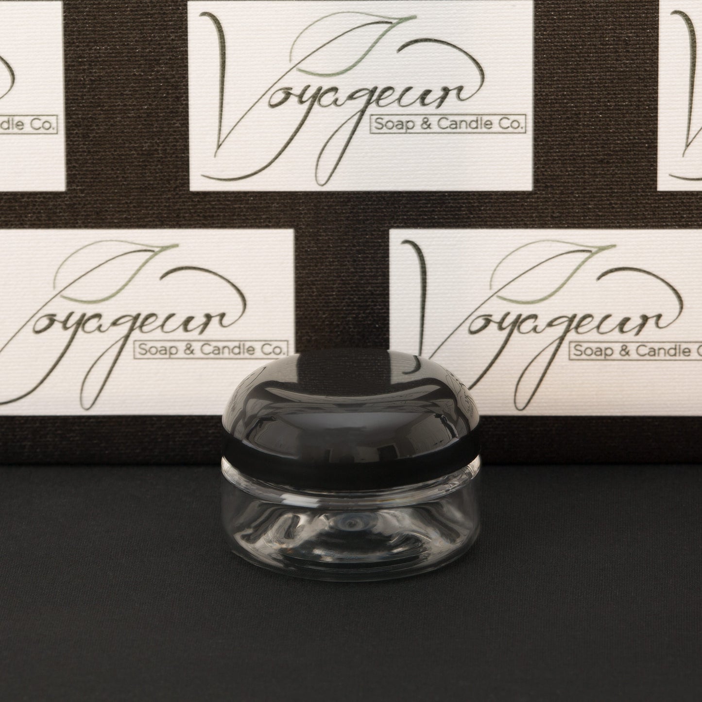 2 oz Clear Shallow Jar with Black Dome Cap