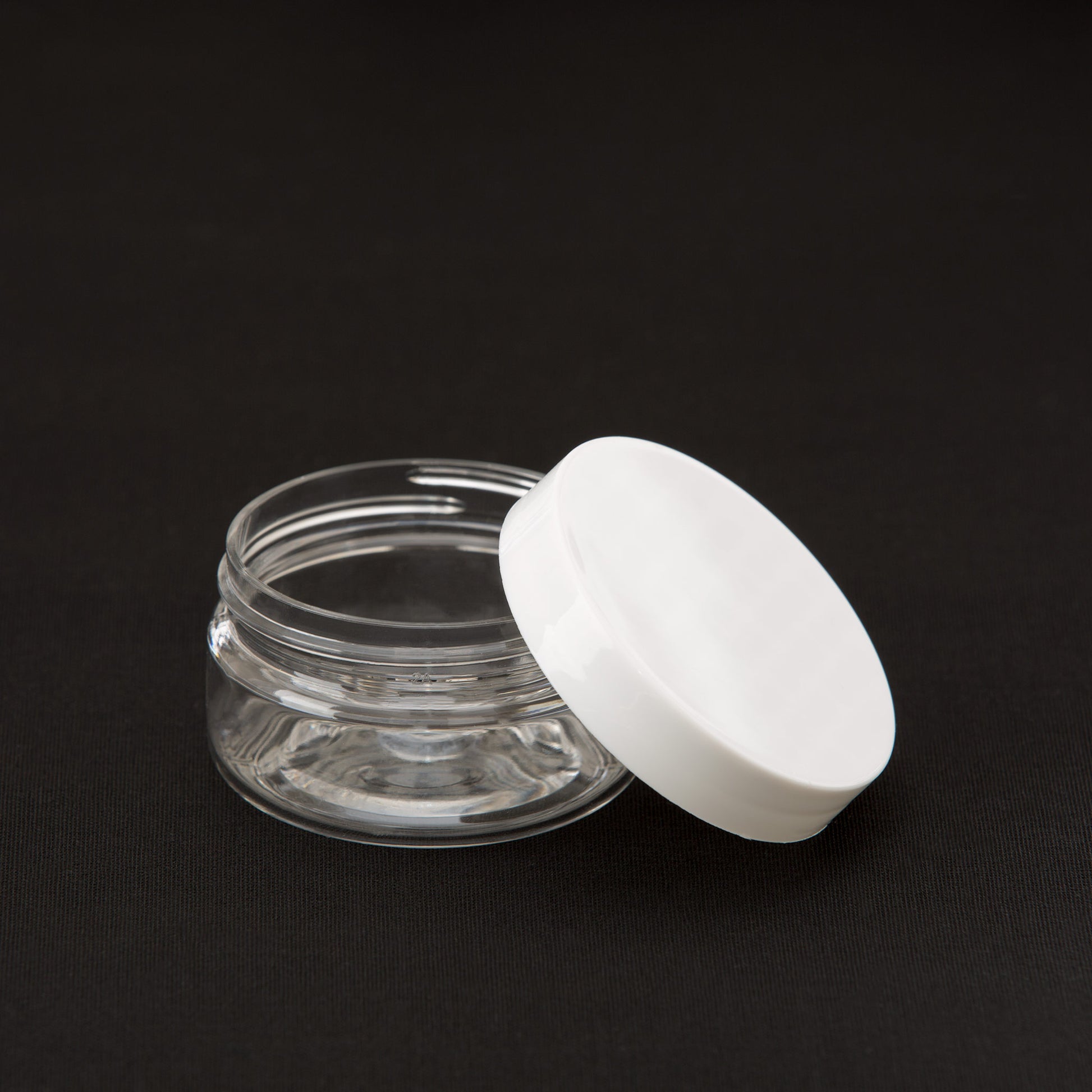 2 oz Clear Shallow Jar with White Gloss Flat Cap