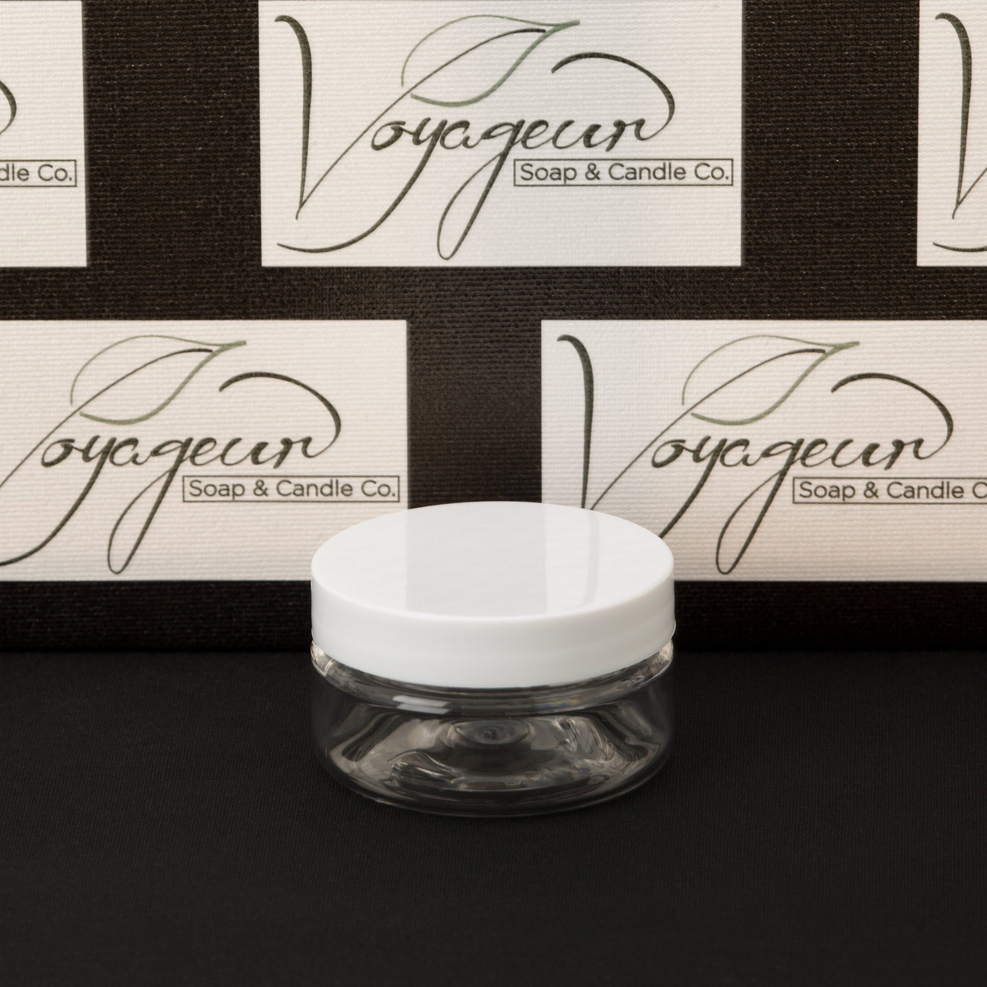 2 oz Clear Shallow Jar with White Gloss Flat Cap