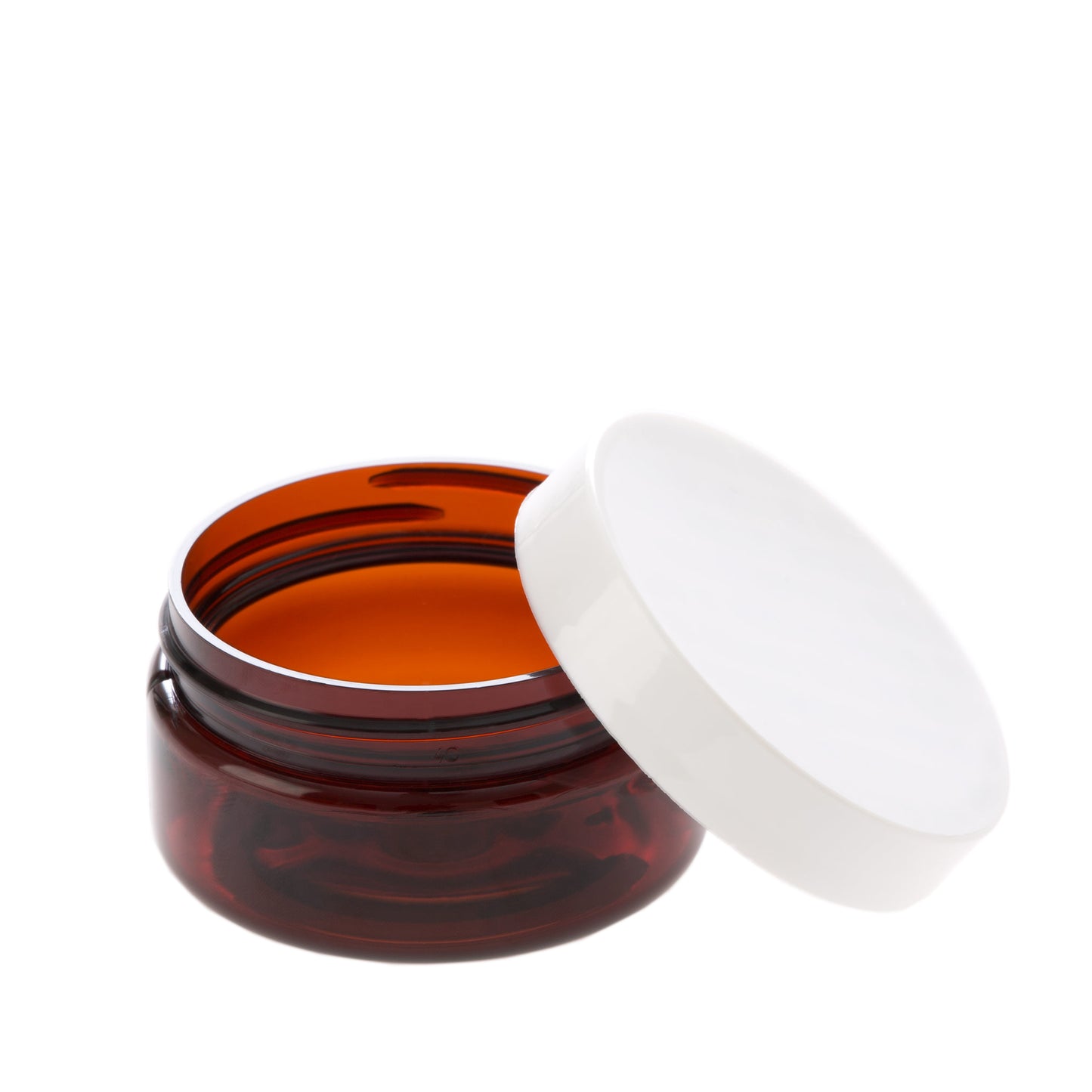 2 oz Amber Shallow Jar with White Gloss Flat Cap