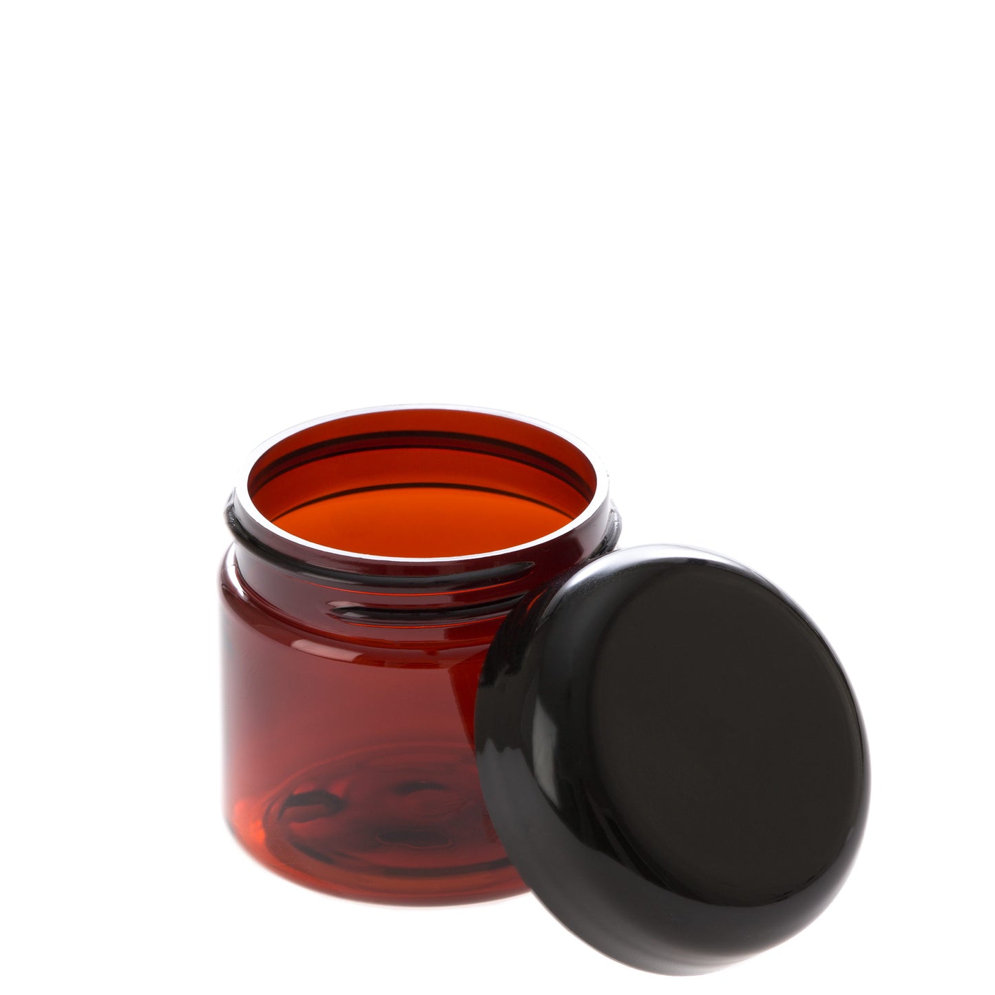 2 oz Amber Straight Sided Jar with Black Dome Cap