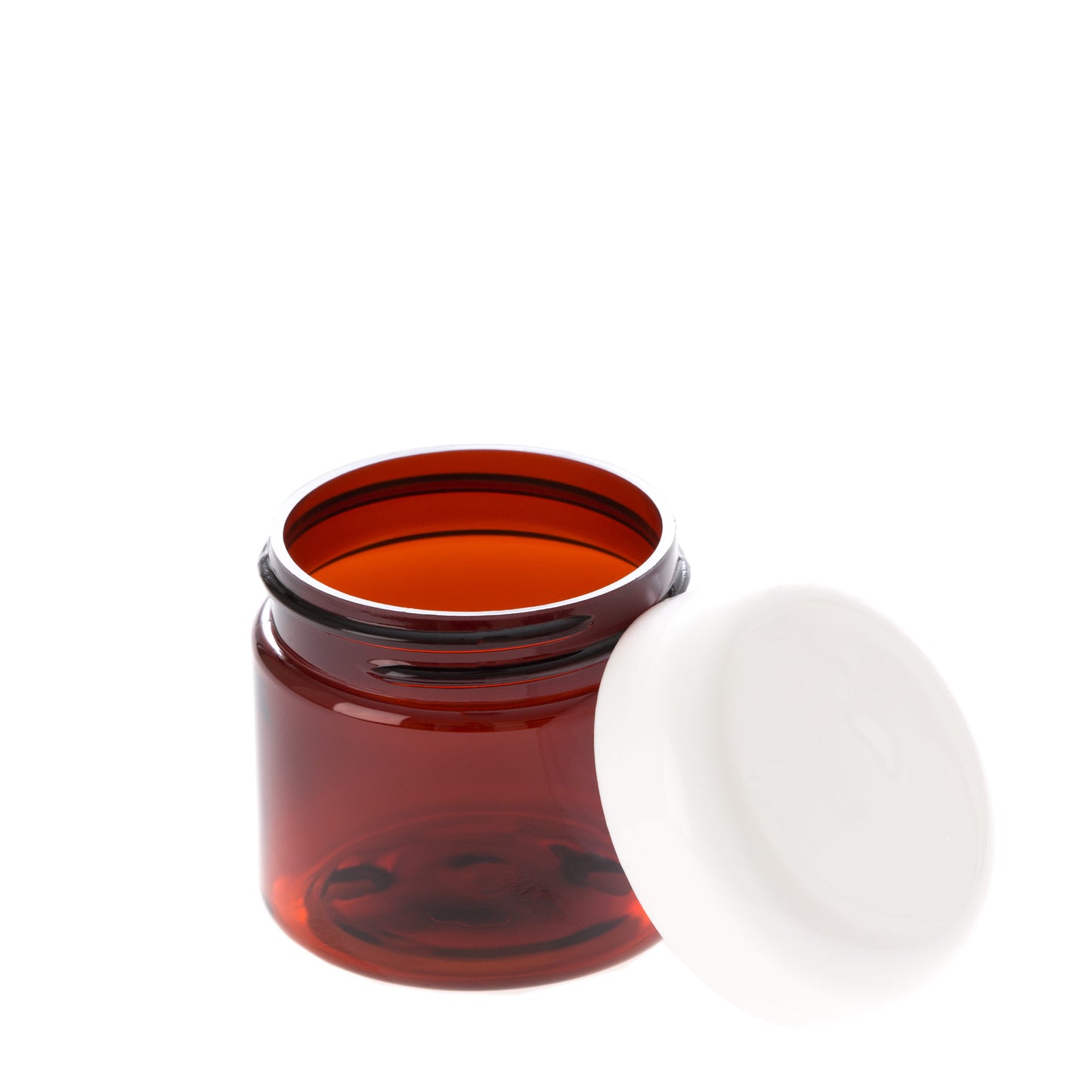 2 oz Amber Straight Sided Jar with White Dome Cap