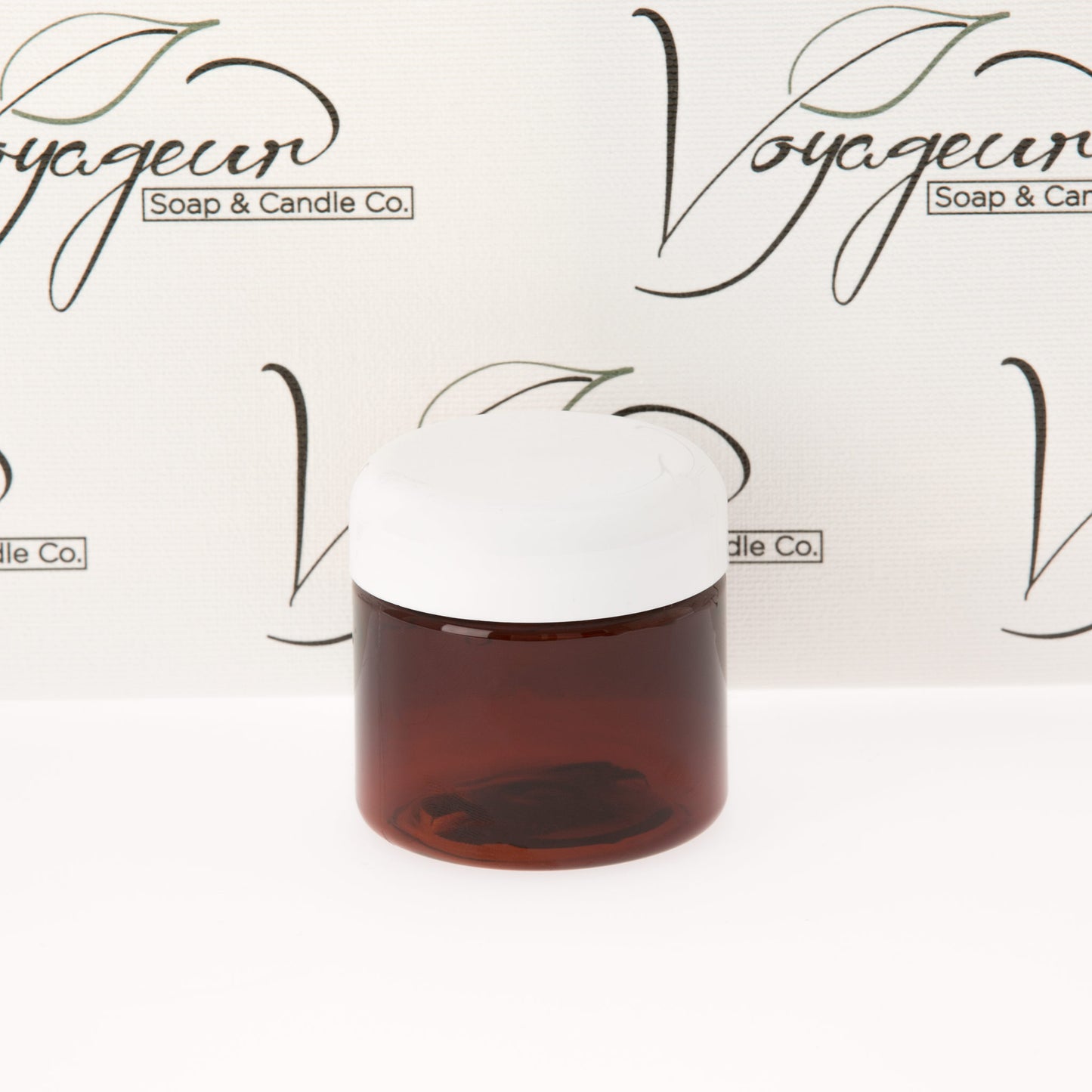 2 oz Amber Straight Sided Jar with White Dome Cap