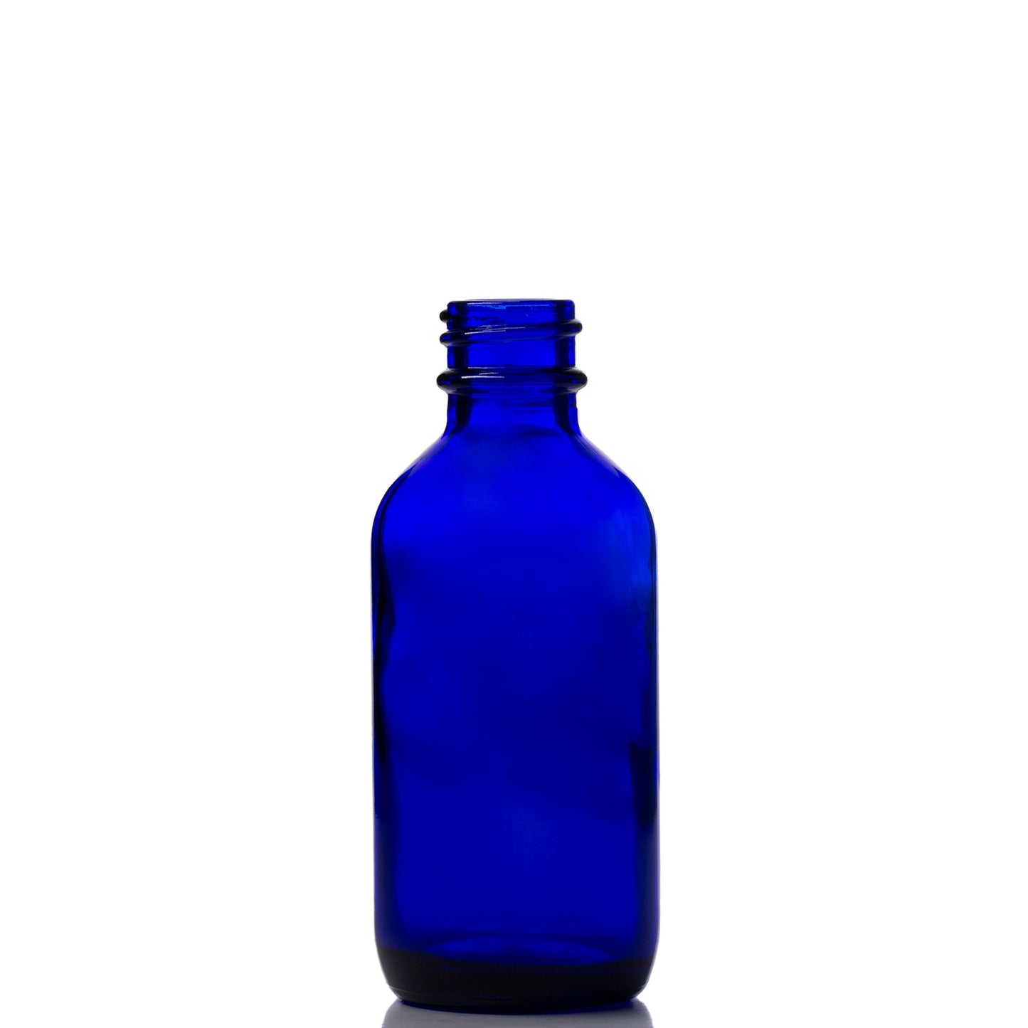 2 oz Blue Glass Boston Round Bottle with 20-400 Neck
