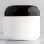 2 oz White Round Base Plastic Jar with Black Dome Cap