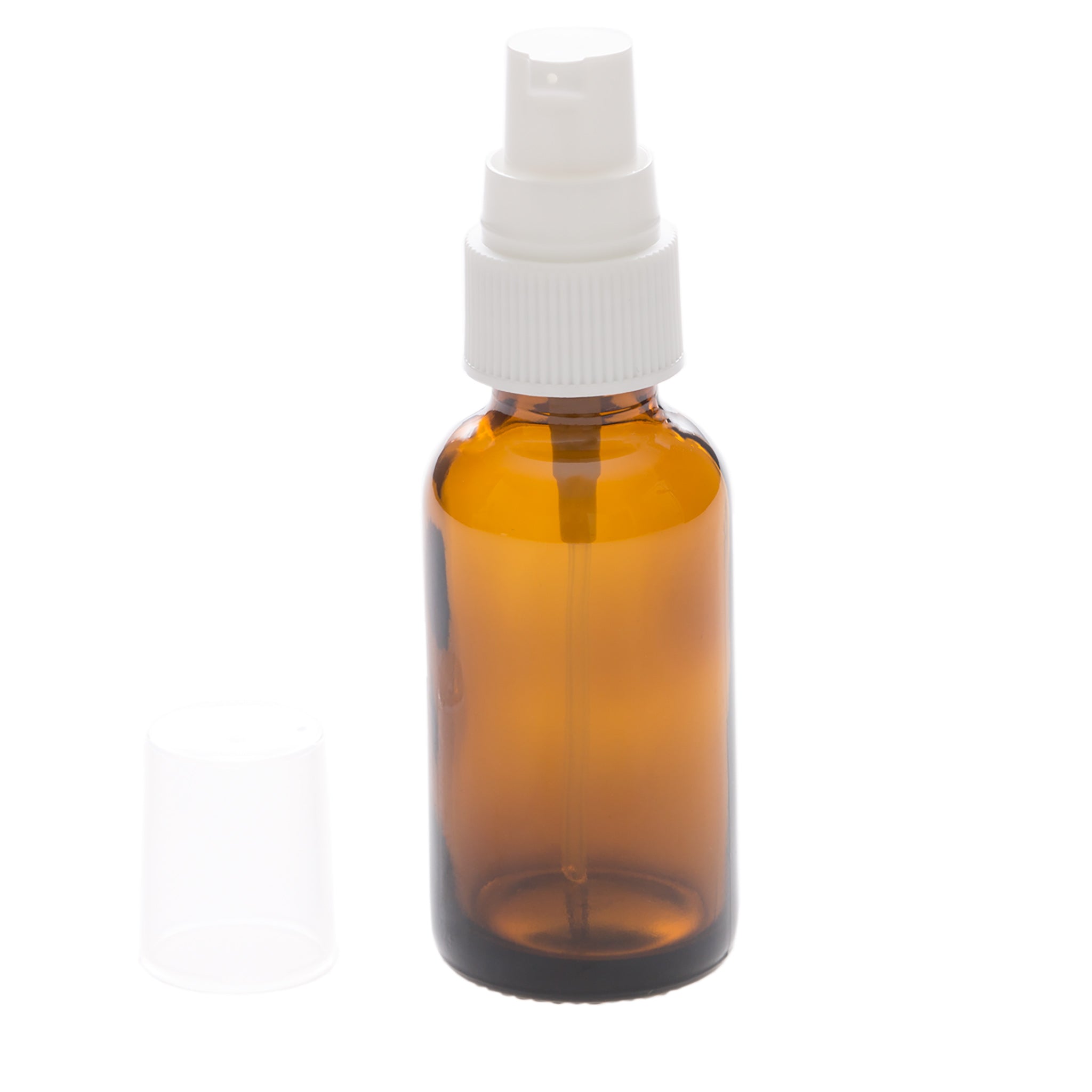 30 ml Amber Glass Bottle with 20-400 White Treatment Pump