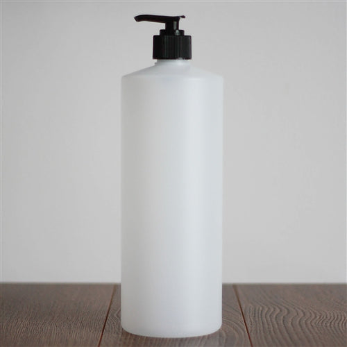 Natural HDPE Cylinder with Pump - Black 1 Litre