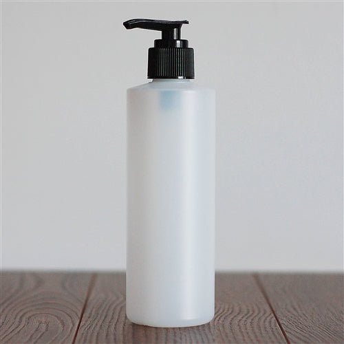 250 ml Natural HDPE Cylinder with Pump - Black