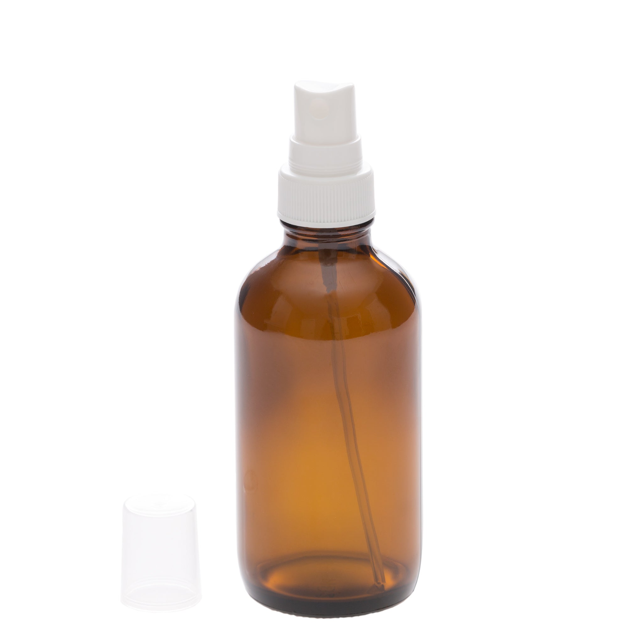 4 oz Amber Glass Bottle with 22-400 White Fine Mist Sprayer