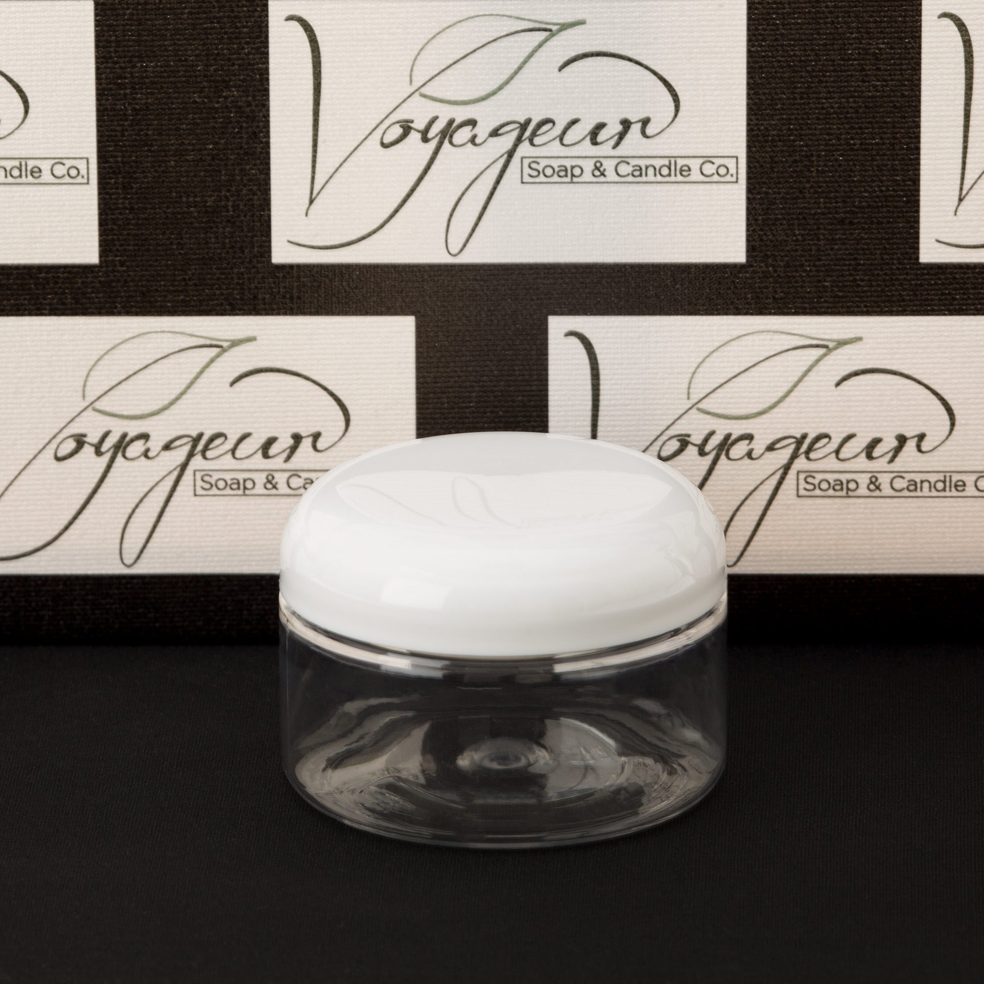 4 oz Clear Shallow Jar with White Dome Cap
