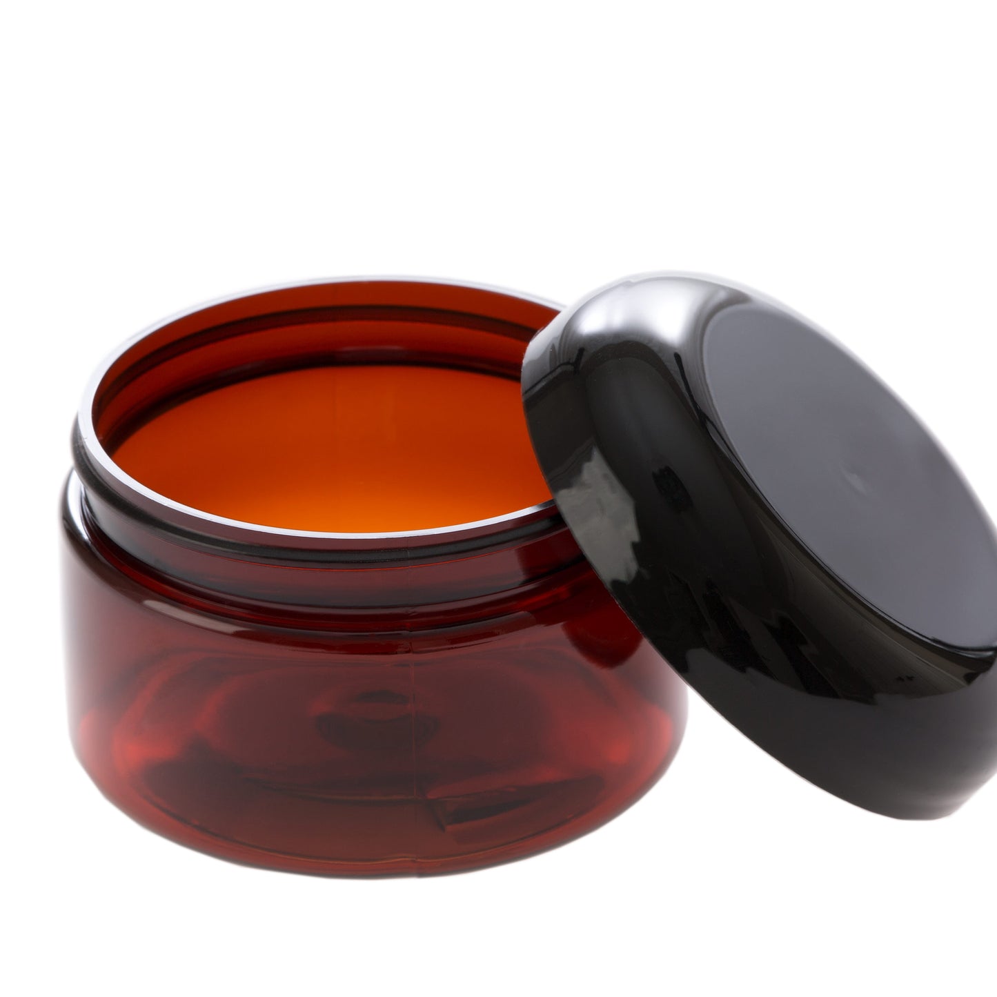 4 oz Amber Shallow Jar with Black Dome Cap