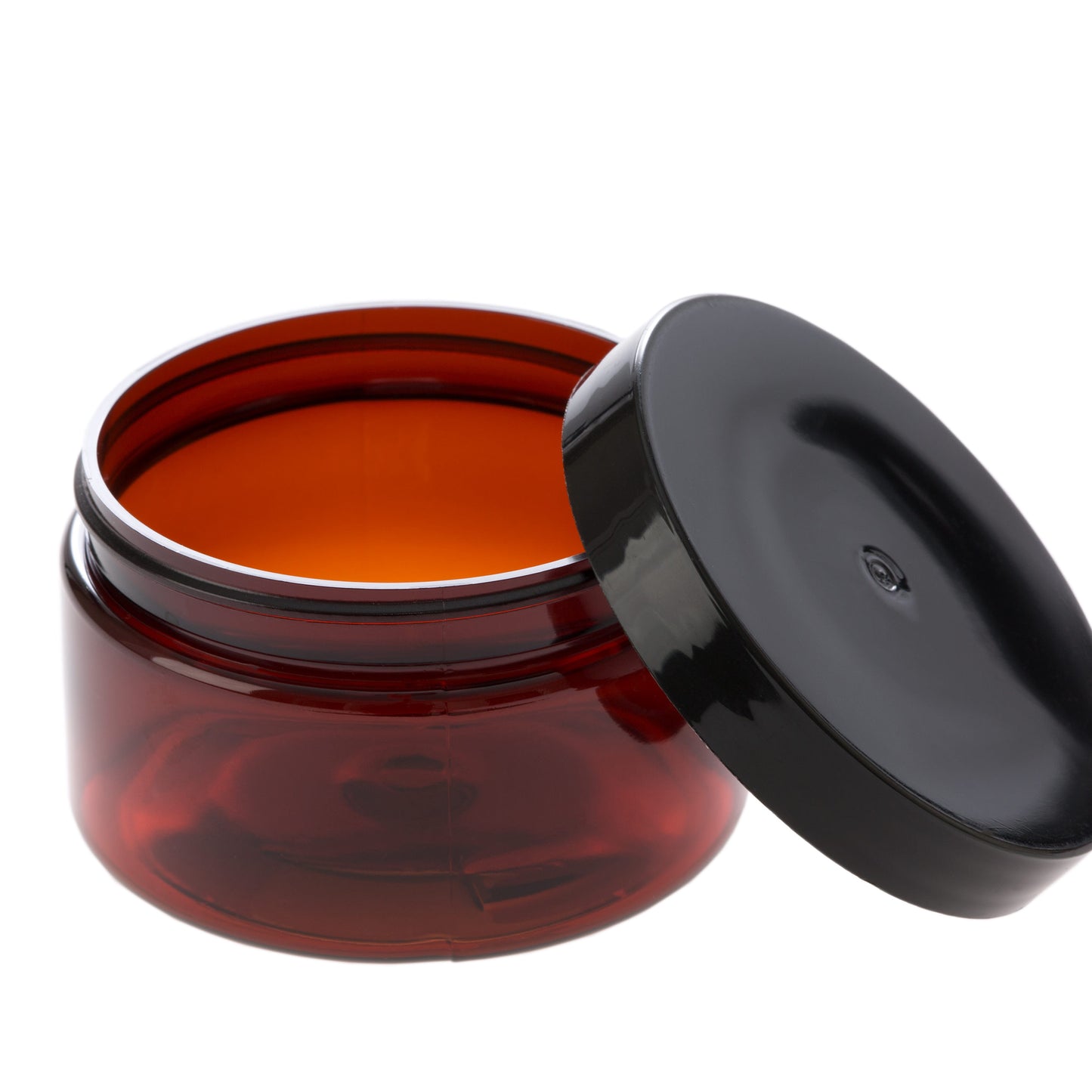 4 oz Amber Shallow Jar with Black Flat Gloss Smooth Cap