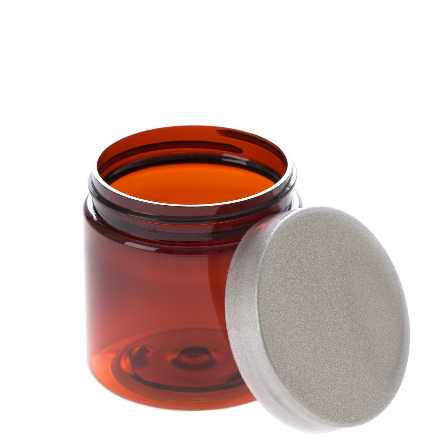 4 oz Amber Straight Sided Jar with Silver Flat Gloss Smooth Cap