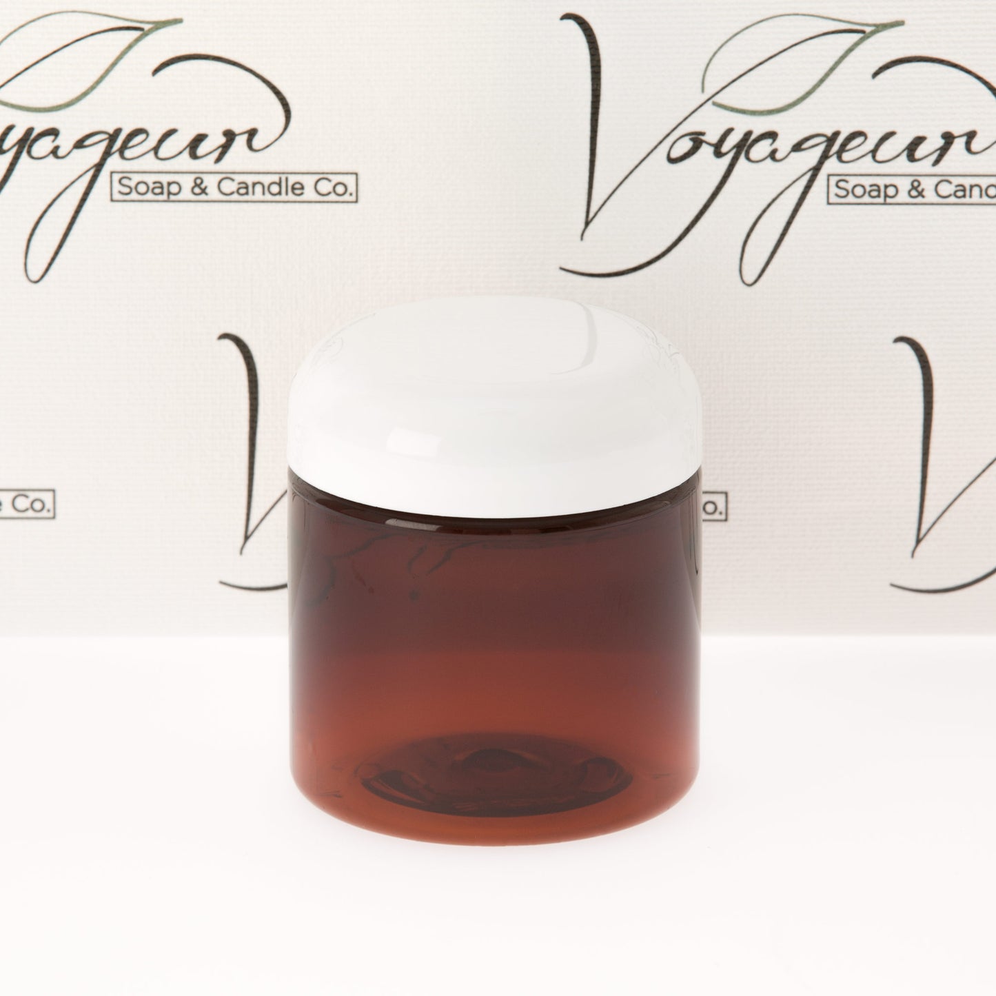 4 oz Amber Straight Sided Jar with White Dome Cap