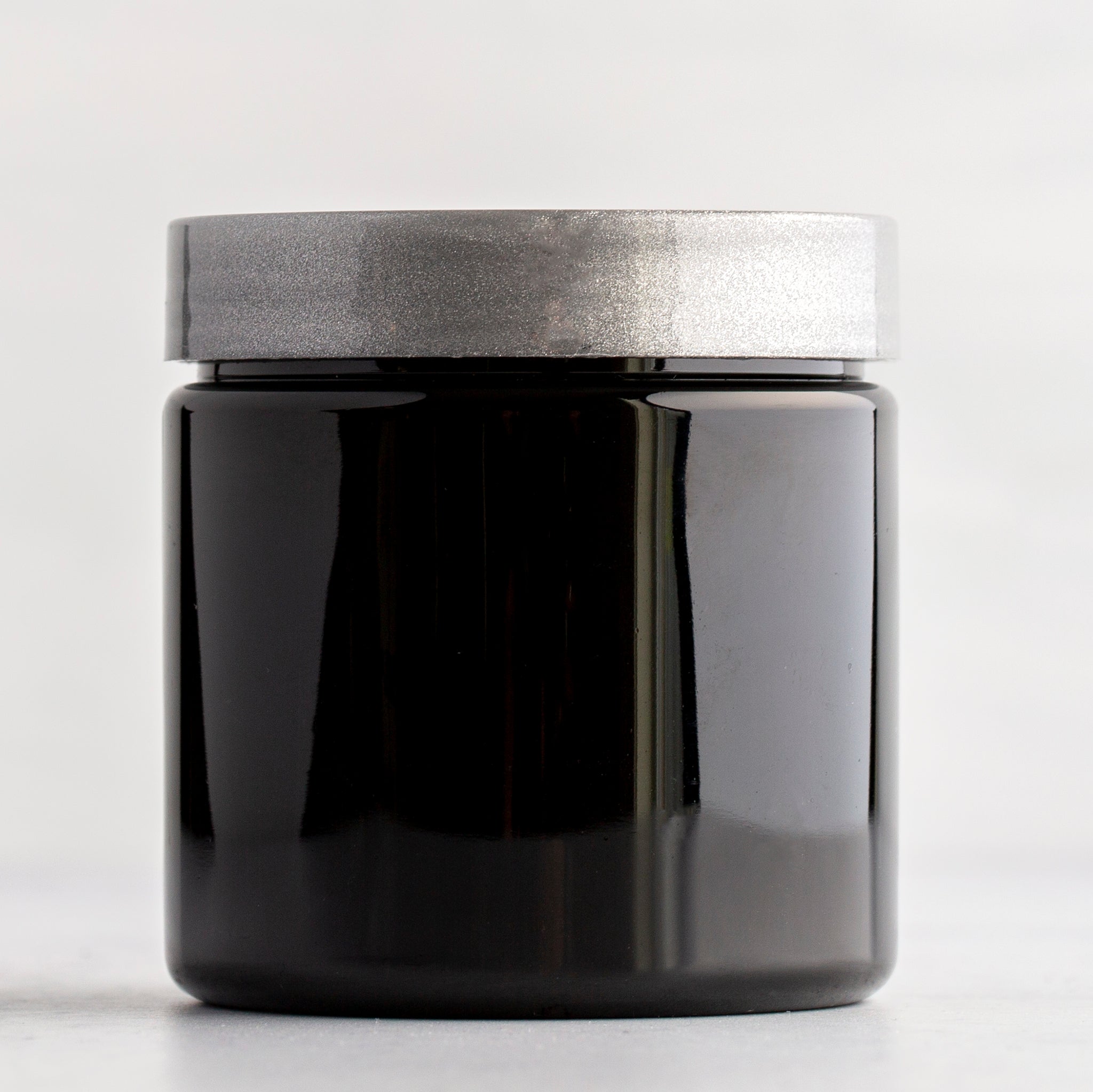 4oz Black Plastic Jar with Silver Gloss Cap